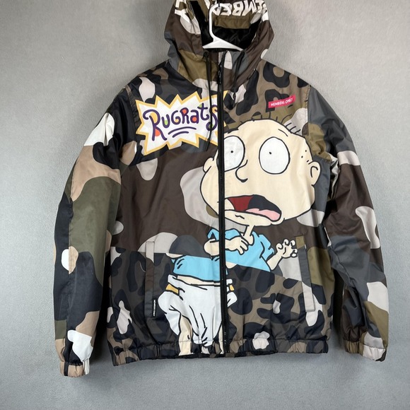 Rugrats Jacket Mens Medium Camouflage Members Only Nickelodeon Hooded Cartoon Gr